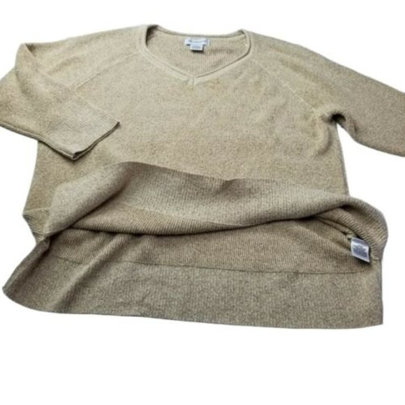 Liz Claiborne Women's XL Pullover V-Neck Knit Sweater Gold Metallic 3/4 Sleeve - Picture 3 of 12